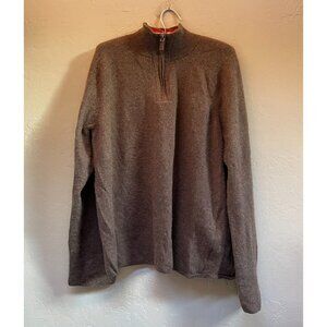 GAP Womens Large Brown Cashmere Knit 1/4 Zip Pullover Sweater Long Sleeve Casual